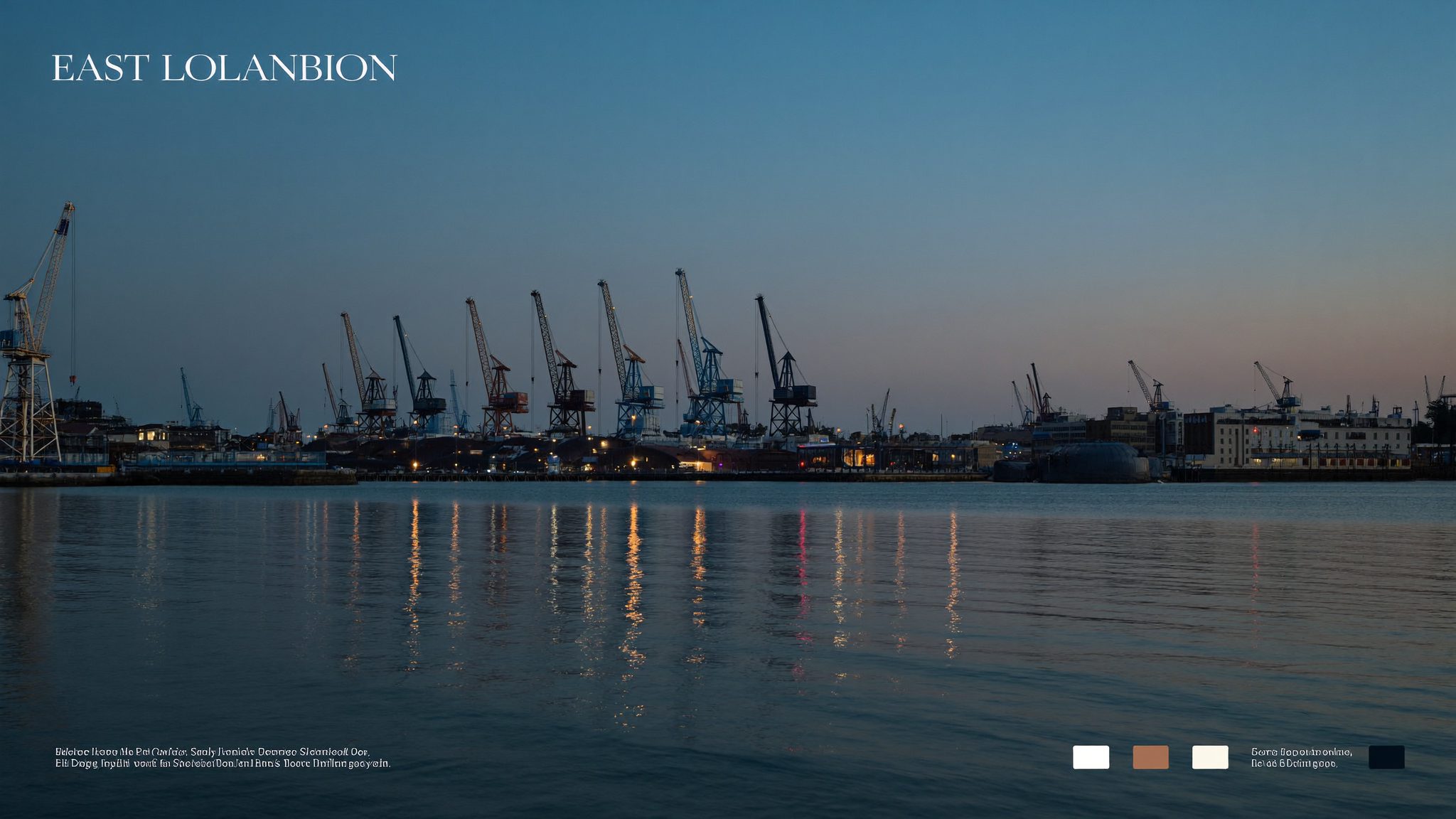 Evening light over a working harbour