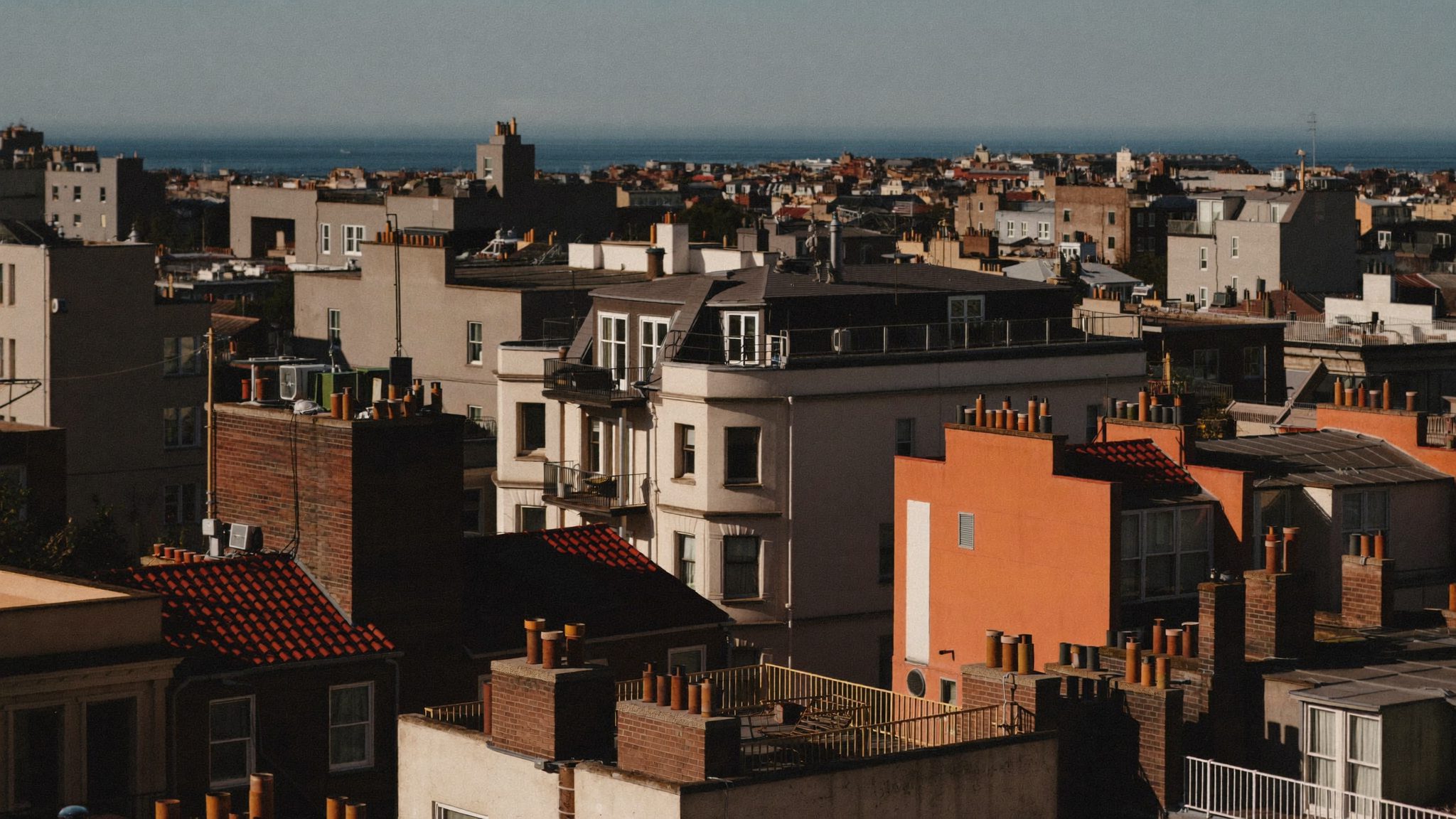 Quigney rooftops in East London under late afternoon coastal light